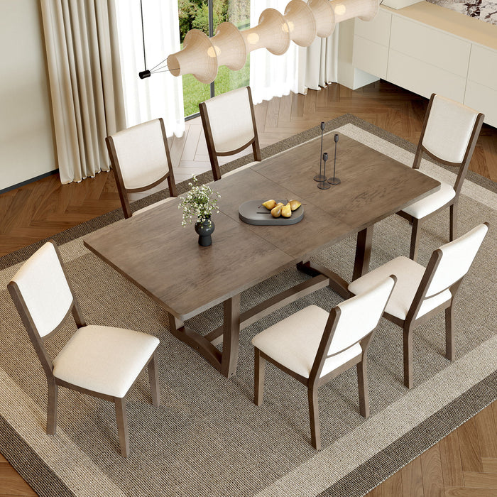 Rectangular Extendable Dining Table Set With 6 Upholstered Chairs Hearth and Haven