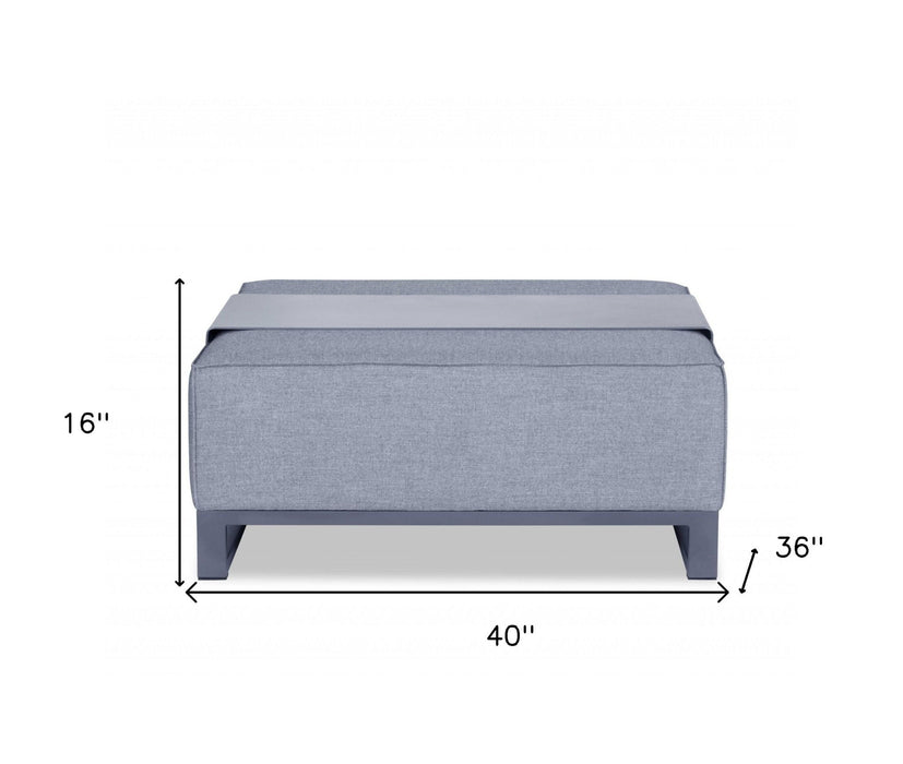 Linen Cocktail Ottoman - Gray