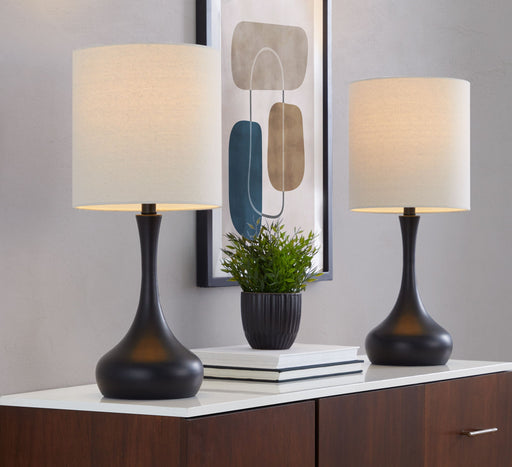 Genie - Contemporary Table Lamp (Set of 2) - Matte Black / Oatmeal Lumi Source