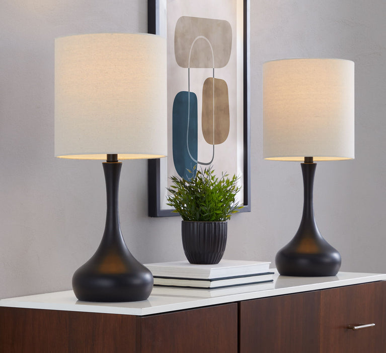 Genie - Contemporary Table Lamp (Set of 2) - Matte Black / Oatmeal Lumi Source