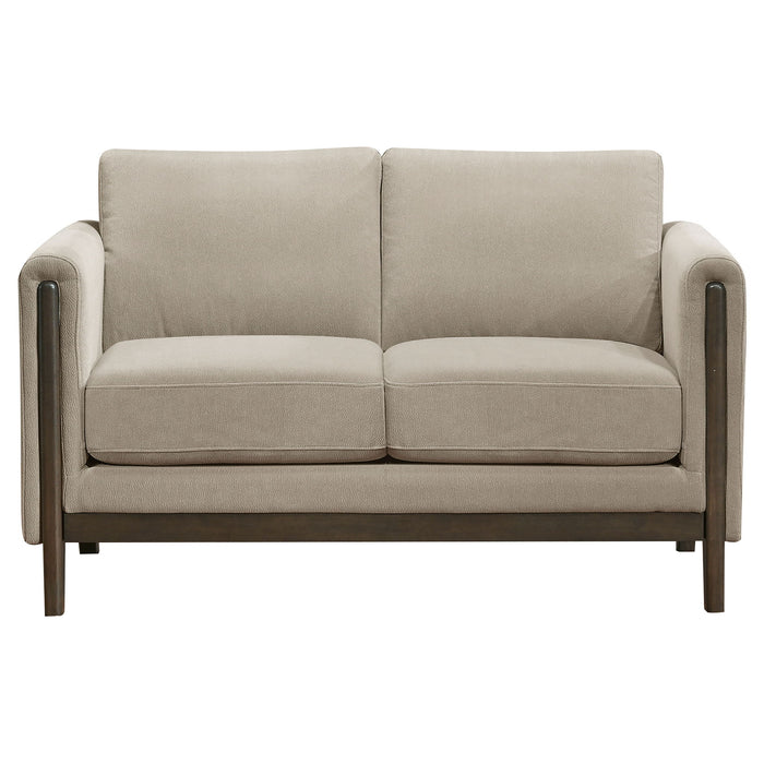 Fisher - Upholstered Panel Arm Loveseat - Taupe Furniture Max