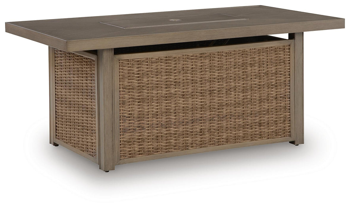 Laguna Heights - Rectangular Fire Pit Table - Beige Signature Design by Ashley®