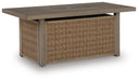 Laguna Heights - Rectangular Fire Pit Table - Beige Signature Design by Ashley®
