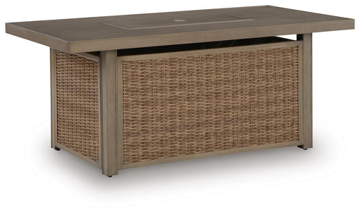 Laguna Heights - Rectangular Fire Pit Table - Beige Signature Design by Ashley®