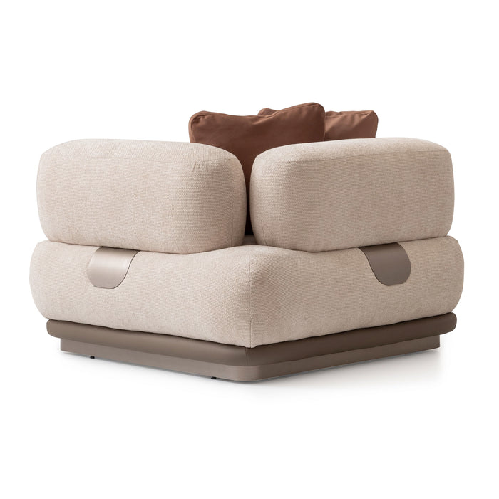 Bristol Point - Corner Chair - Fawn / Saddle Brown Michael Amini