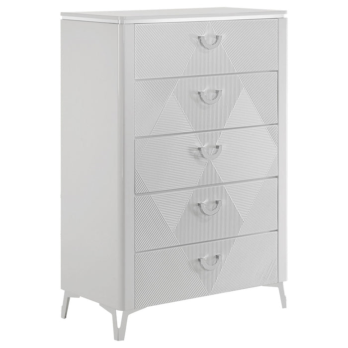 Buckley - 5 Drawer Chest - Gloss White Furniture Max