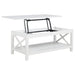 Slater - Lift Top Coffee Table With X Frame Design - White Furniture Max