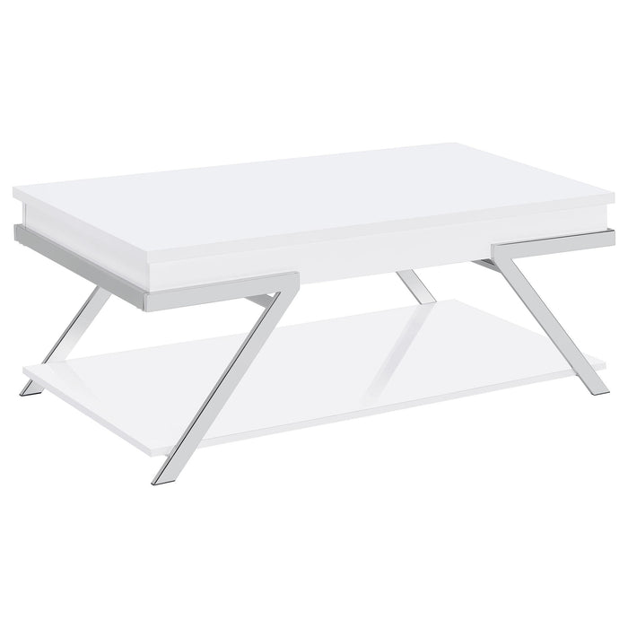 Briana - 2 Piece Coffee And End Table Set With Lift Top Legs - Gloss White Furniture Max