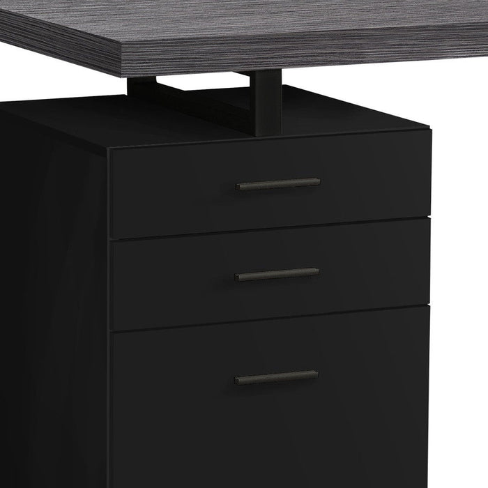 23.8" x 47.3" x 30" Computer Desk With Three Drawers - Gray And Black