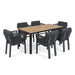 7 Piece Outdoor Dining Set With Table And 6 Chairs - Black / Teak / Gray Noble House