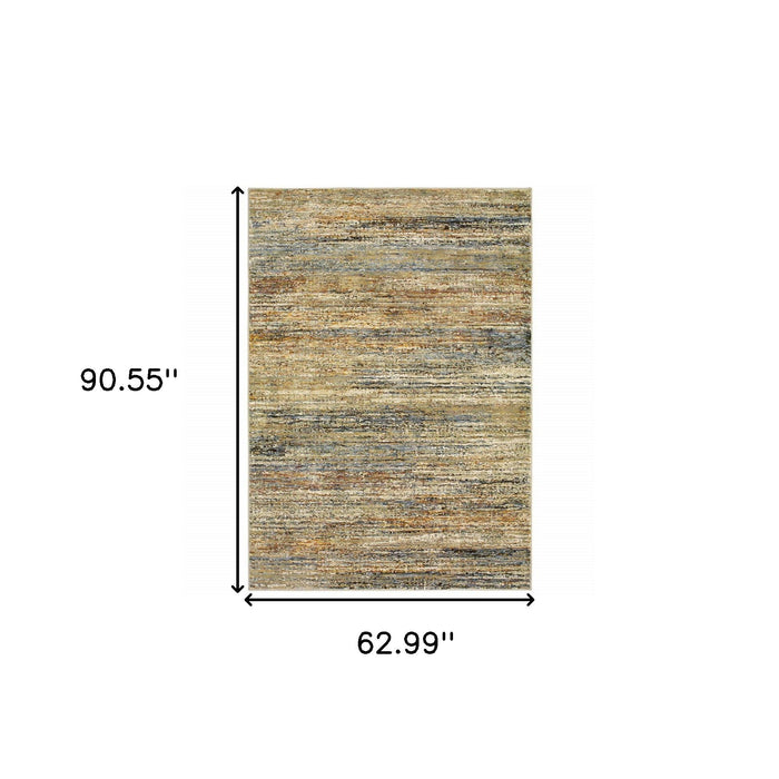 5' x 8' Abstract Area Rug - Gold And Green