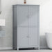 Elegant Bathroom Floor Storage Cabinet With 4 Doors, Adjustable Shelves Hearth and Haven