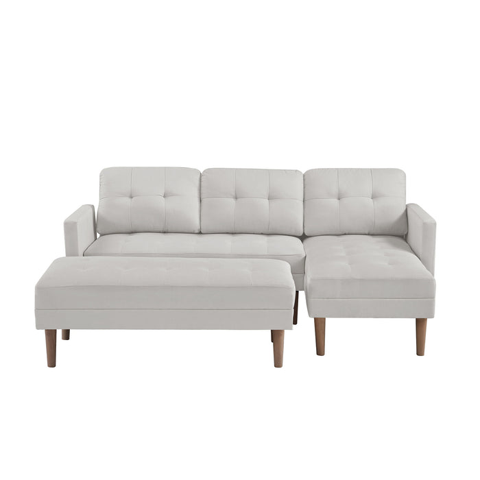 Fabric Right Facing Sectional Sofa Bed, L-Shape Sofa Chaise Lounge With Ottoman Bench