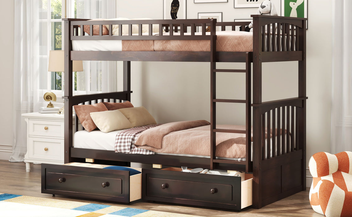 Bunk Bed With Drawers, Convertible Design Hearth and Haven