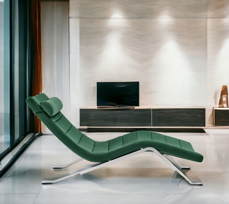 Velvet Lounge Chair - Green And Silver