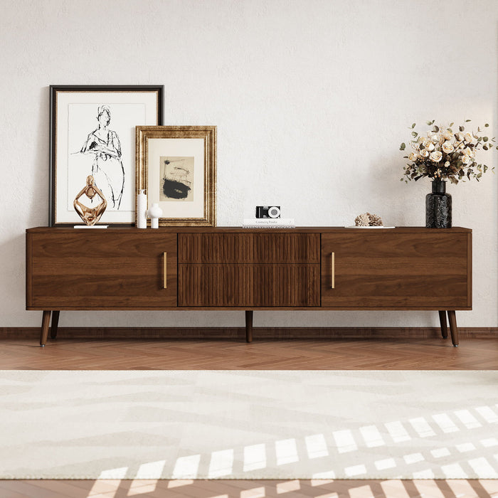 TV Stand With 2 Drawers, Media Console Table - Walnut Hearth and Haven