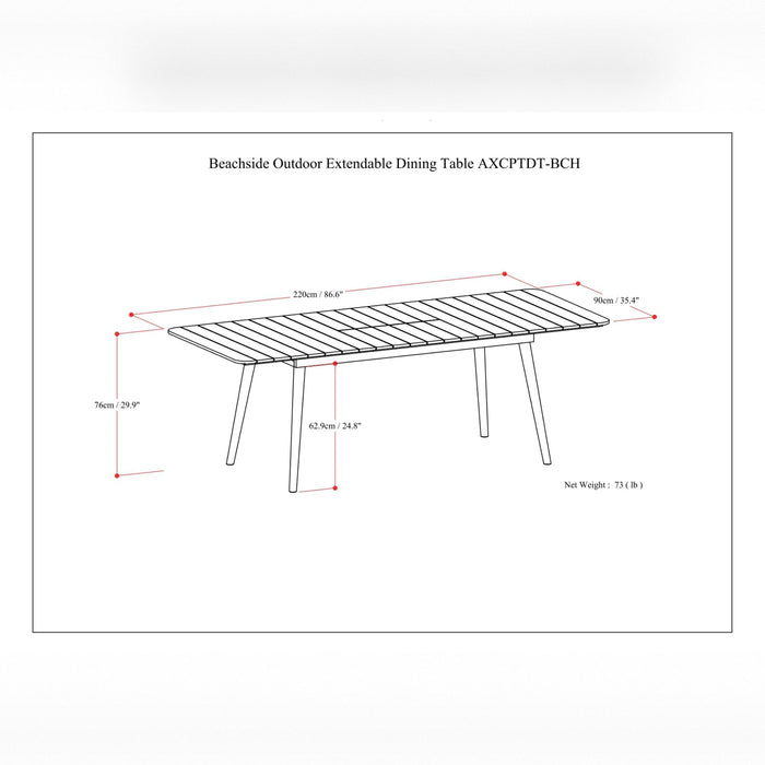 Beachside - Outdoor Extendable Dining Table - Light Teak Simpli-Home