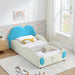 Cute Cloud Shape Bed With Guardrails Cartoon Design, Storage Pocket Home Essentials