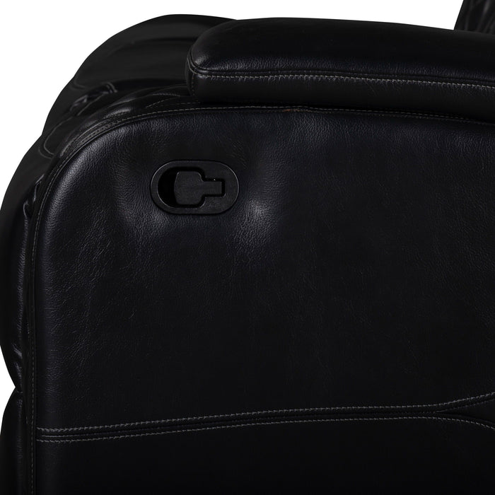 Orion II - RAF Console Loveseat With Recliner - Black