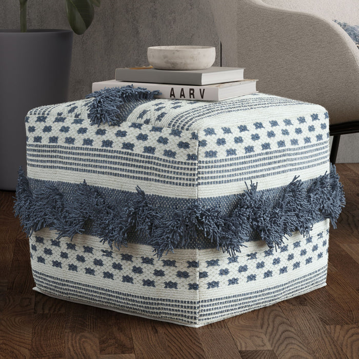 Bowden - Square Pouf Ottoman - Gray Simpli-Home