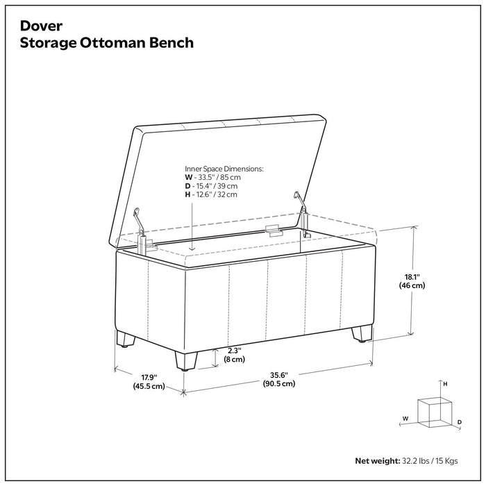 Dover - Upholstered Storage Ottoman Bench Simpli-Home