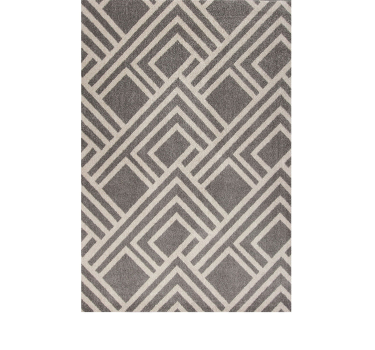 3' X 5' Machine Woven UV Treated Geometric Indoor / Outdoor Area Rug - Gray