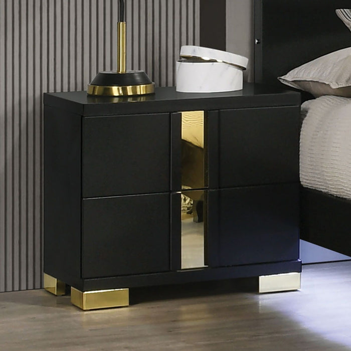 Contemporary Nightstand With 2 Drawer Storage - Black Home Essentials