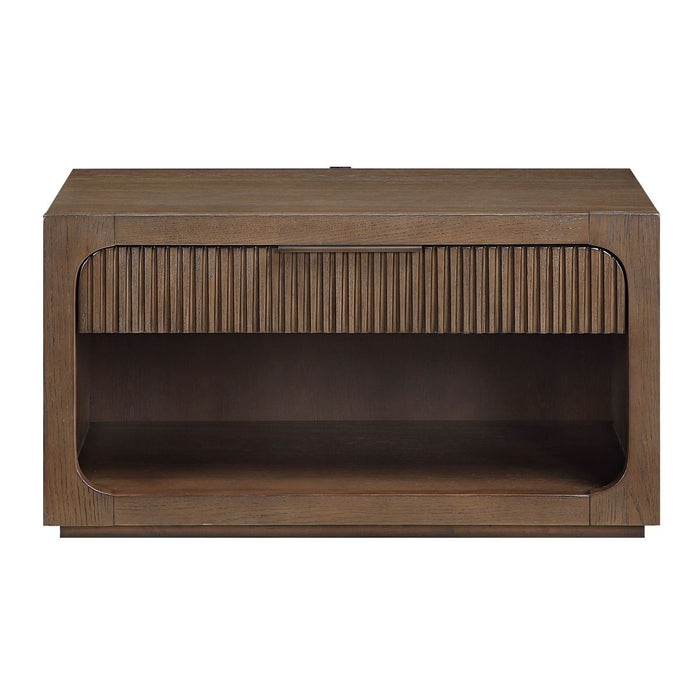 Leanna - Nightstand With Wood Top - Brown Oak ACME