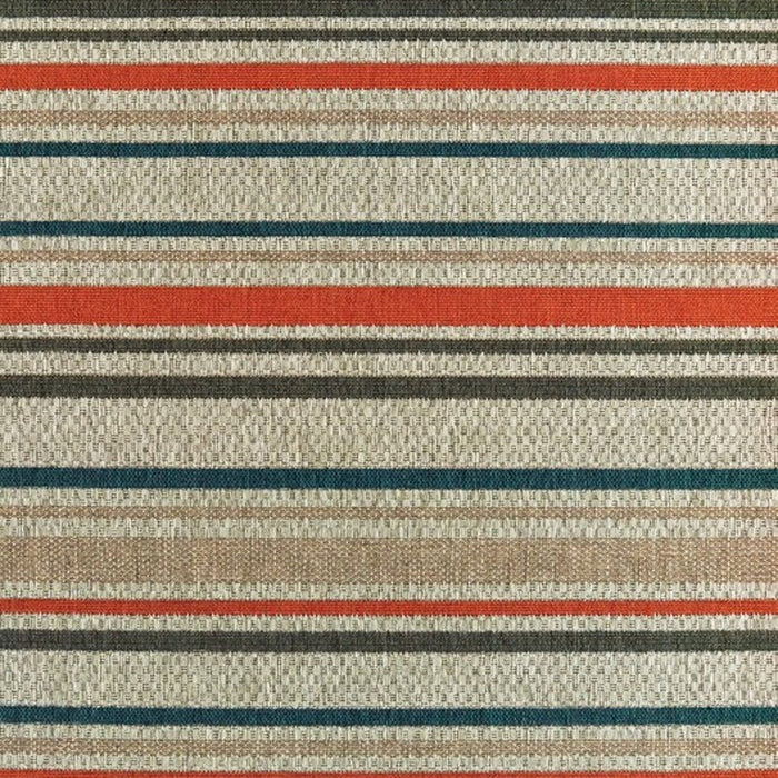 7' X 9' Striped Indoor / Outdoor Area Rug - Blue / Gray