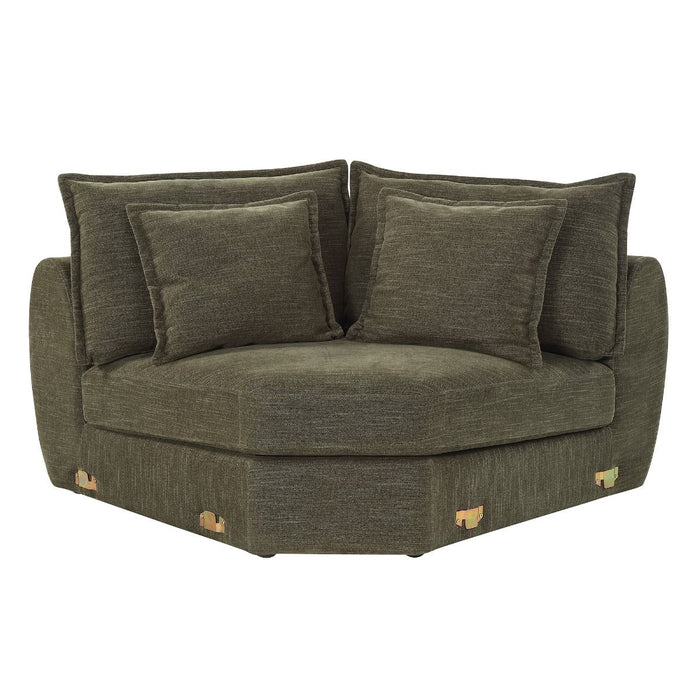Leighton - Modular Wedge With 4 Pillows - Green Chenille ACME