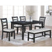 Dining Set 6 Piece With Table And Upholstered X Back Chairs - Charcoal Home Essentials