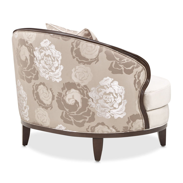 Camellia Field - Velvet Matching Chair - Beige / Dark Brown
