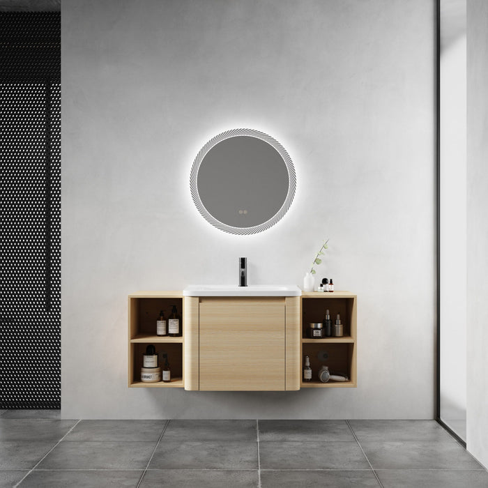 Wall Mounted Bathroom Vanity With Sink, Storage Shelves & Soft Close Door Home Essentials