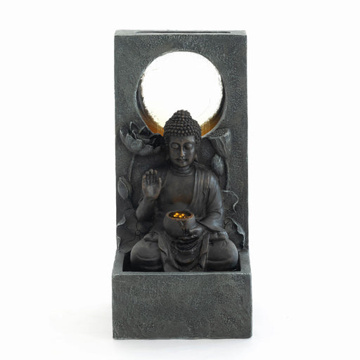 Zen - Outdoor Buddha Waterfall Fountain - Black Patioseek