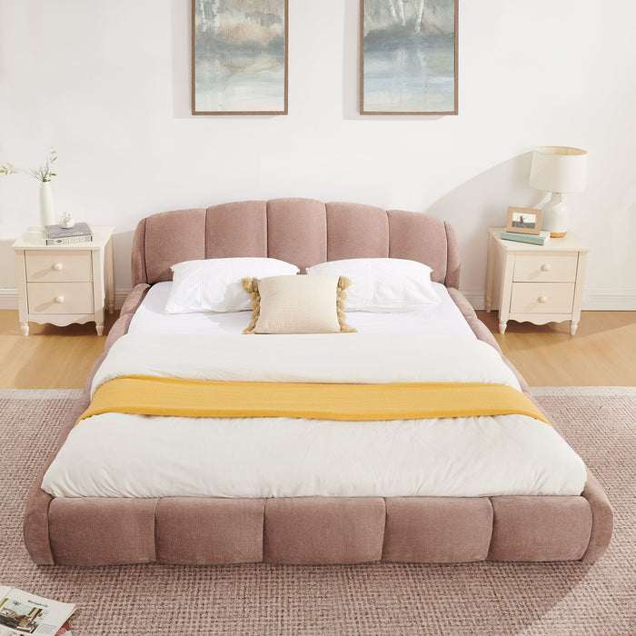 Upholstered Platform Bed Frame, Low Profile Floor Bed, No Box Spring Required Home Essentials