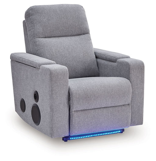 Pineland - Glider Power Recliner With Audio System - Pewter Signature Design by Ashley®