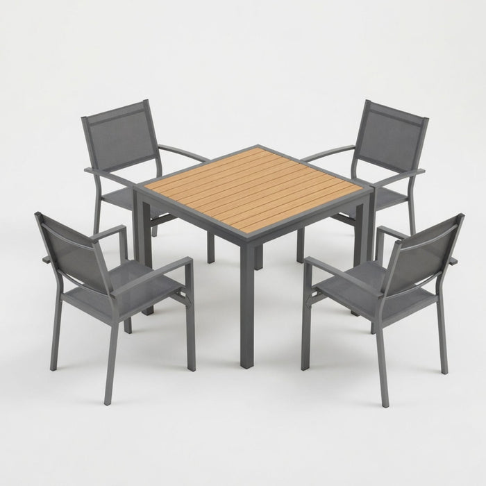 5 Piece Patio Dining Set, Table And Chairs For Outdoor Use - Gray Home Essentials