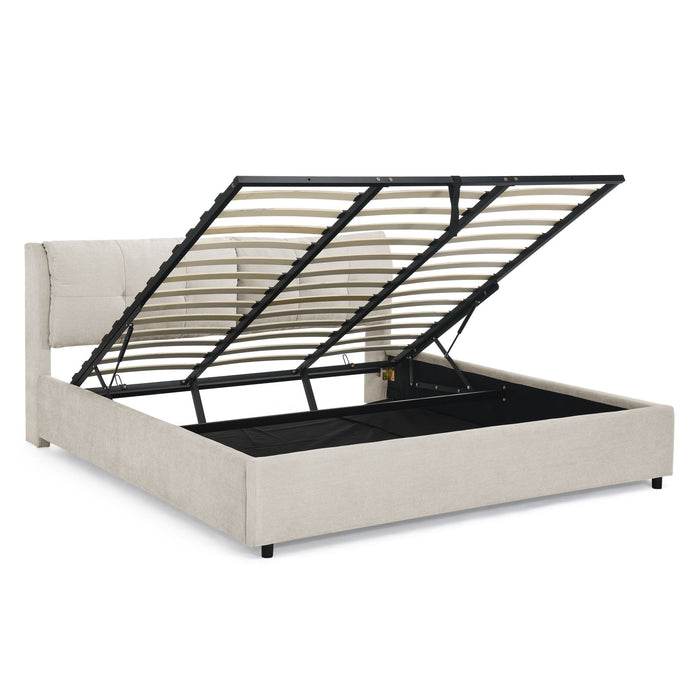 Storage Upholstered Hydraulic Platform Bed With Integrated Headboard Home Essentials
