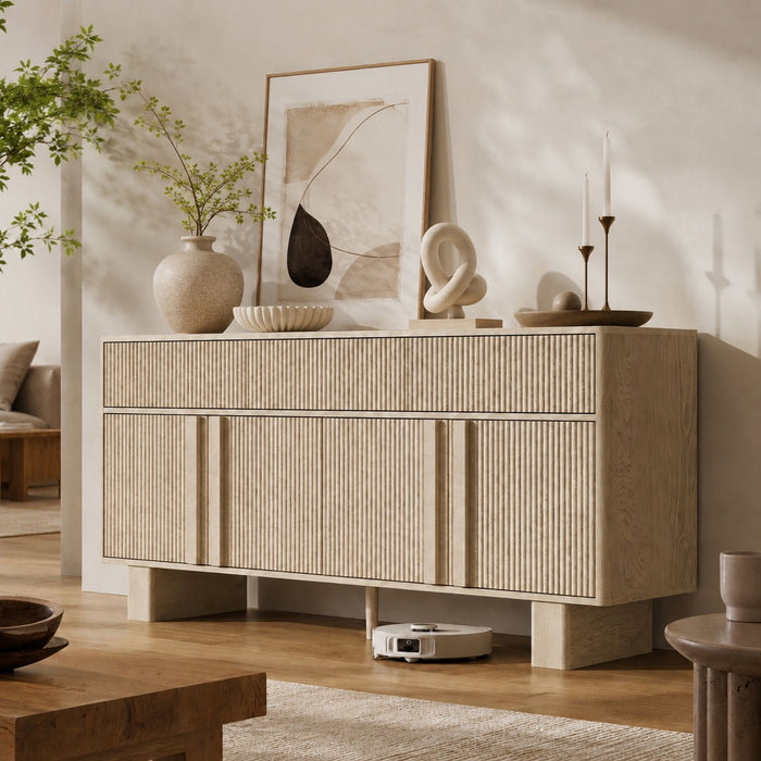 Sideboard Buffet Cabinet With 3 Drawers And 4 Doors For Dining Room Home Essentials