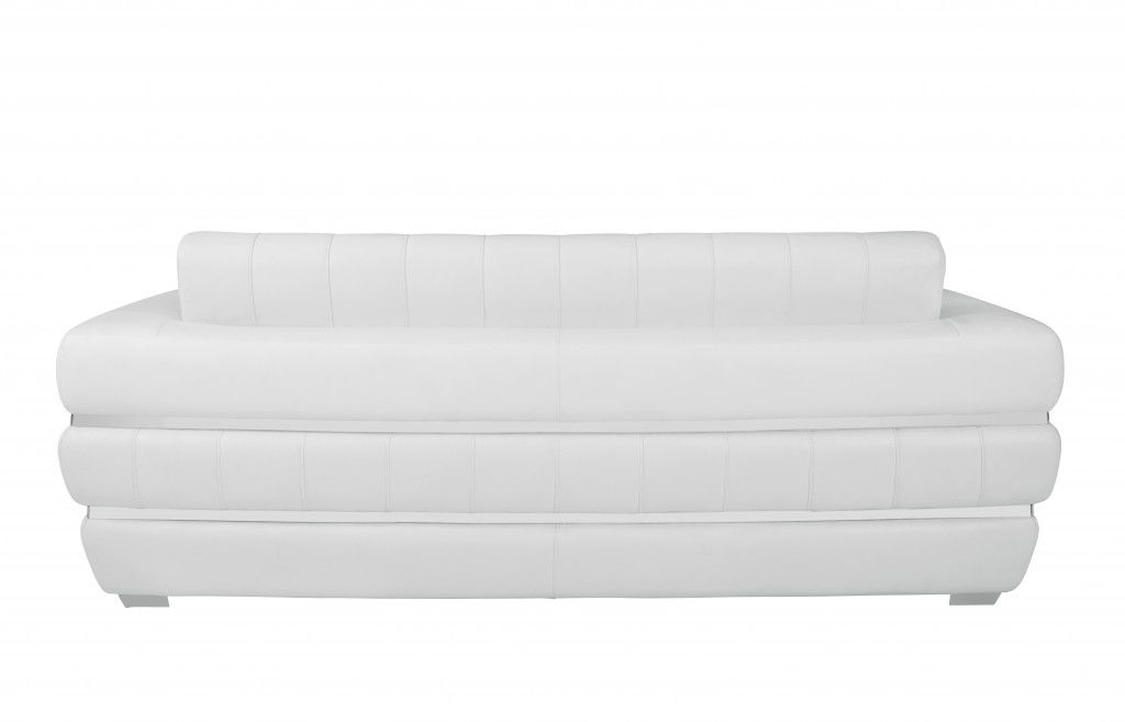 Italian Leather Sofa Silver Legs - White