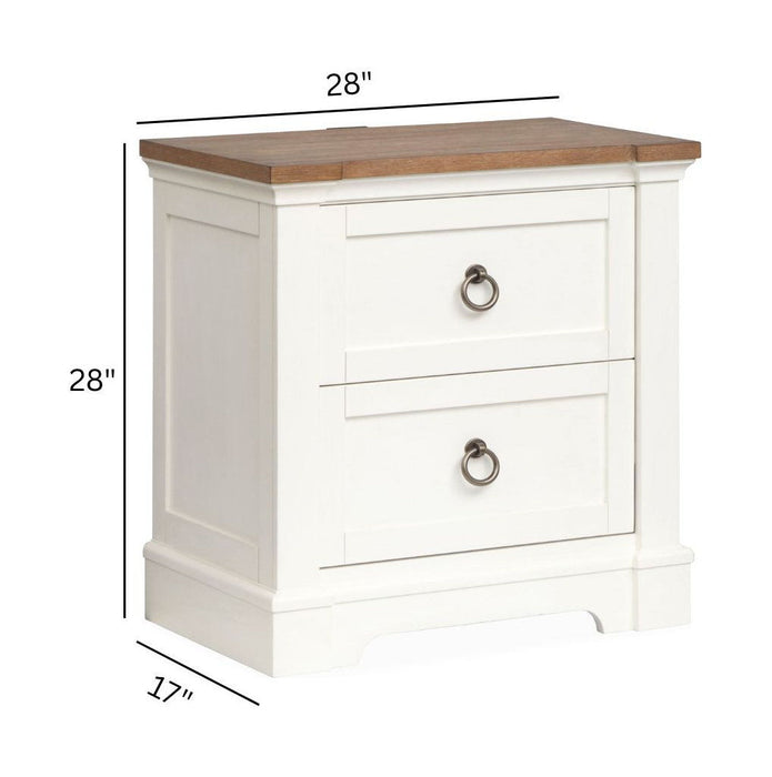 Kingston - Drawer Nightstand - Whisper White And Cerused Nutmeg Magnussen Furniture