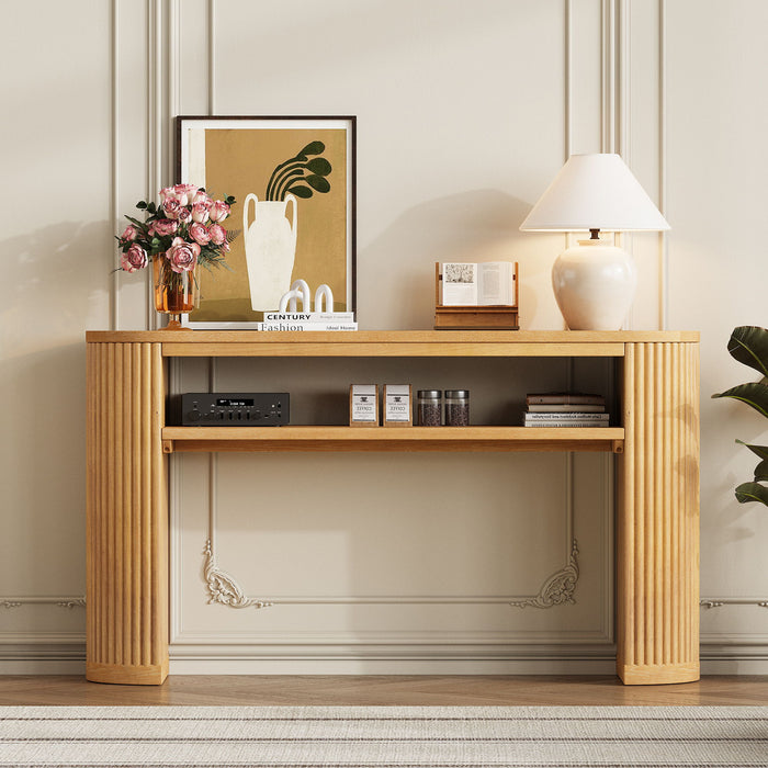 Console Table With Fluted Legs, Open Shelf Hearth and Haven