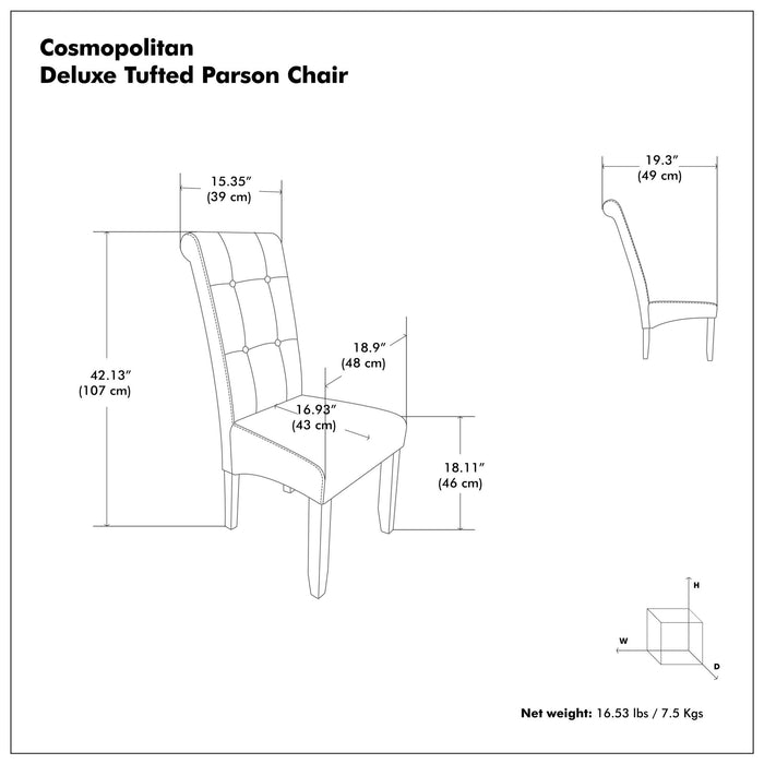 Cosmopolitan - Deluxe Tufted Parson Upholstered Chair (Set of 2) Simpli-Home
