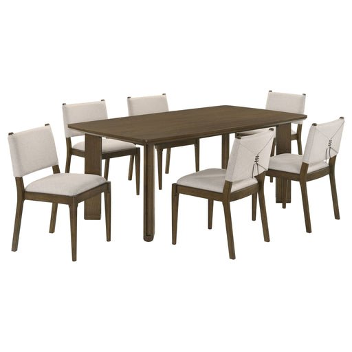 Crispin - 7 Piece Rectangular Dining Table Set With Upholstered Chairs - Brown Furniture Max