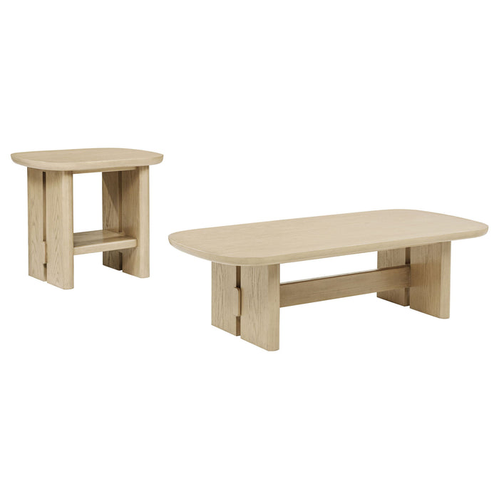 Kimpton - 2 Piece Coastal Coffee And End Table Set - Beige Furniture Max