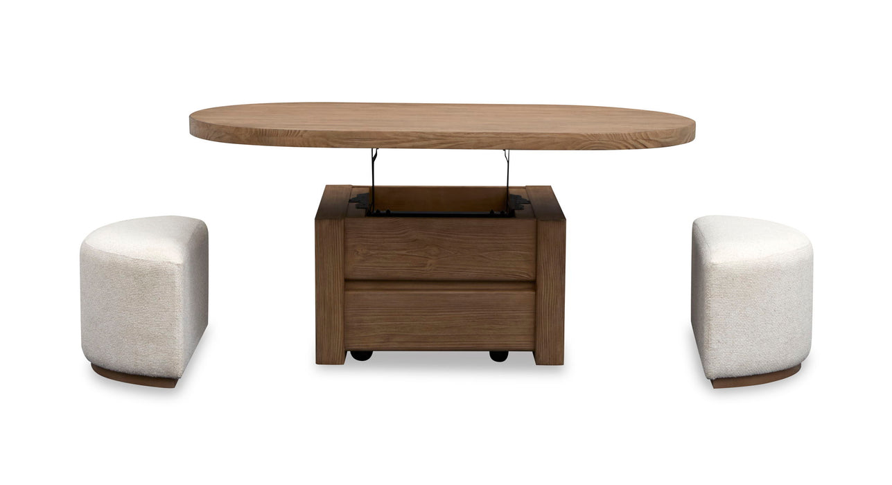 Hayden - Lift Top Storage Cocktail Table With Casters And Two Upholstered Stools - Golden Oat Magnussen Furniture