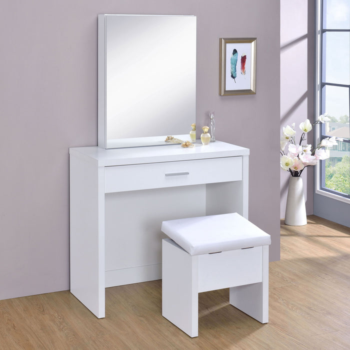 Walsh - Makeup Vanity Table With Mirror And Stool - White Furniture Max