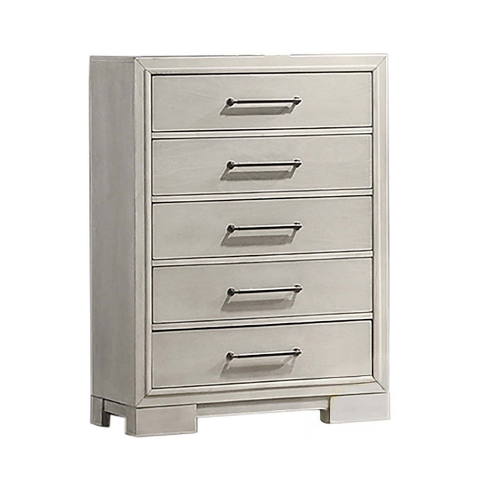 1 Piece Chest With Square Legs And Sleek Handles - Antique White Home Essentials