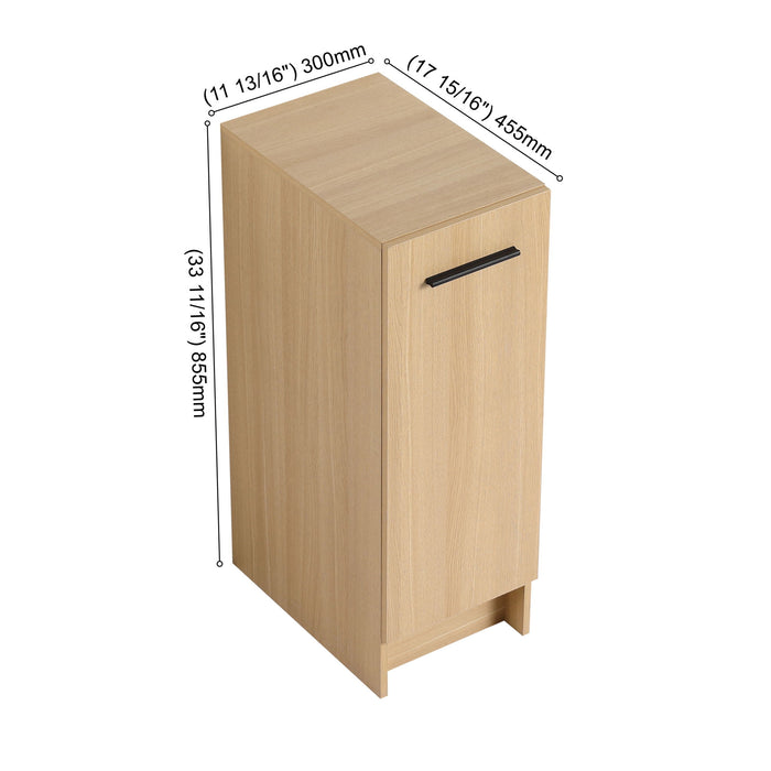 Slim Freestanding Bathroom Storage Cabinet - Light Oak Home Essentials