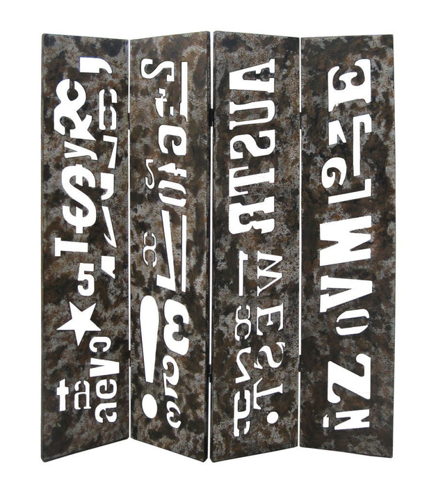 Distressed Wooden Screen - Brown